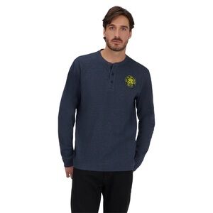 NWT Men’s Ski-Doo Waffle Knit Thermal Long Sleeve Henley Shirt Denim Blue Medium